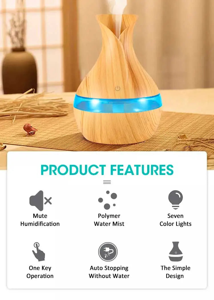 300ML RGB Ultrasonic Essential Oil Aromatherapy Diffuser