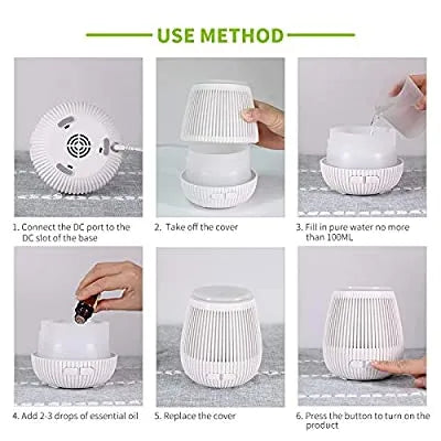 White 100ML RGB Ultrasonic Essential Oil Aromatherapy Diffuser