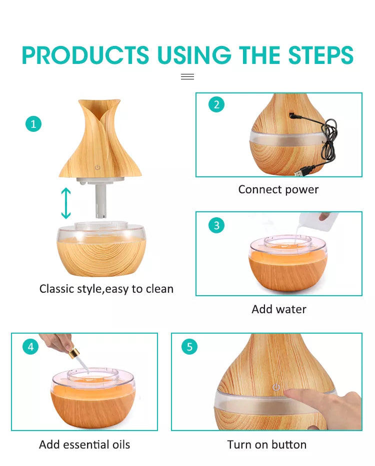 300ML RGB Ultrasonic Essential Oil Aromatherapy Diffuser