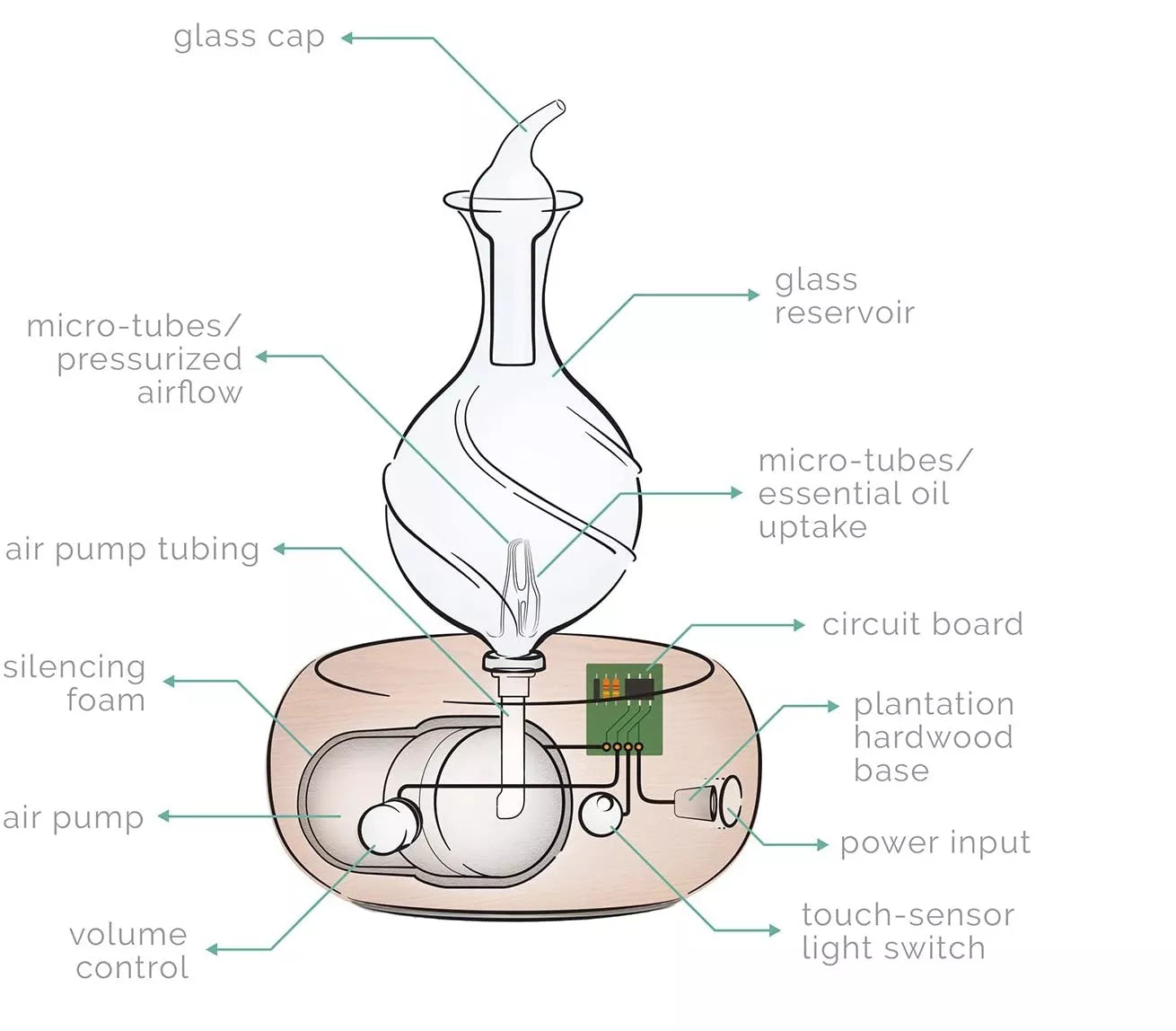 Glass Waterless Essential Oil Aromatherapy Diffuser