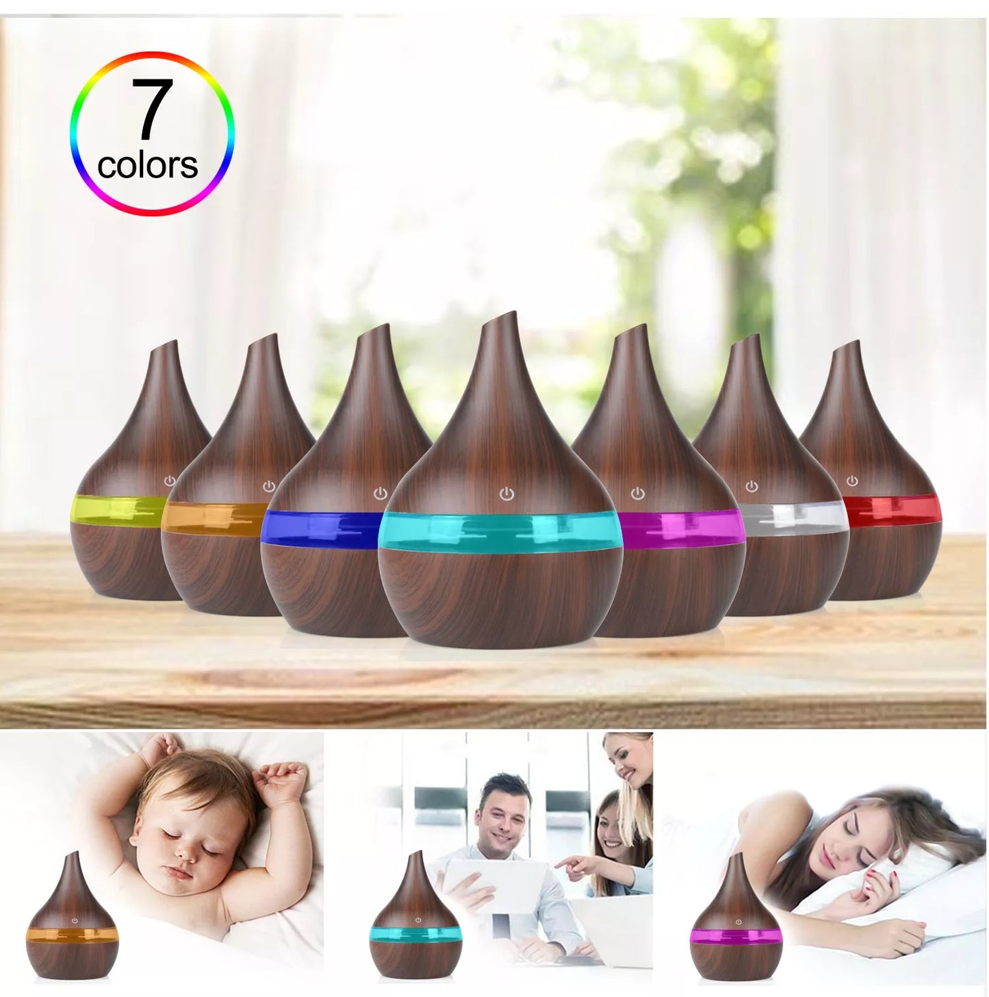 300ML RGB Ultrasonic Essential Oil Aromatherapy Diffuser