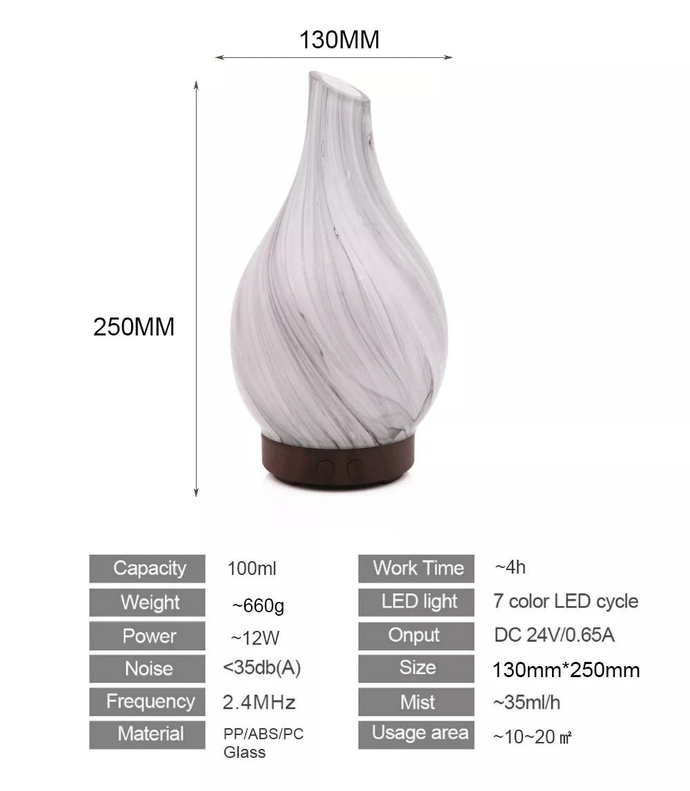 Glass Vase RGB Ultrasonic Essential Oil Aromatherapy Diffuser