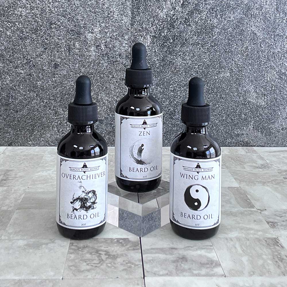 Magus Overachiever Beard Oil: Energize your senses with its unique scent while achieving clarity and sharpening your concentration.