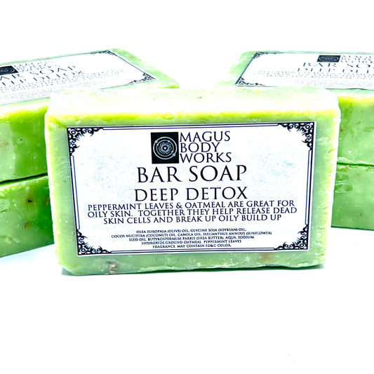 Deep Detox Bar Soap | All Natural | Peppermint Leaves | Ground Oatmeal