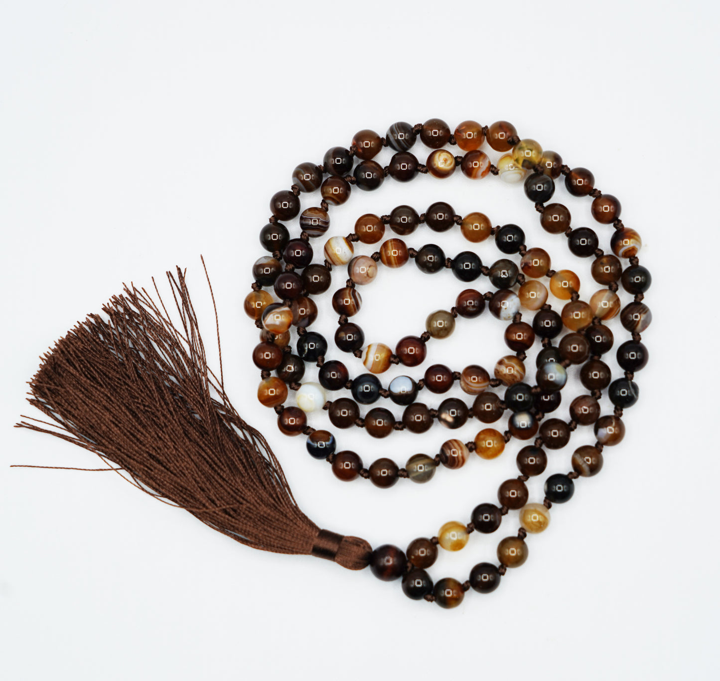 Cerridwen's Powerful Energy - Mala DARK Goddess Intention Beads of Coffee Banded Agate
