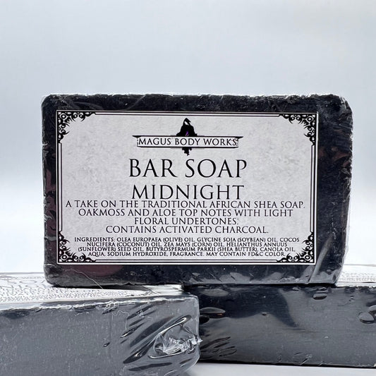 Apothecary Goods | Magus Body Works | Magus Bar Soap: Midnight | Oak Moss | Activated Charcoal | Gentle Cleansing Soap | Great for Men, Women and Children